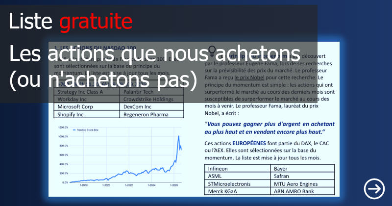 Liste des actions que nous achetons ou n'achetons pas.